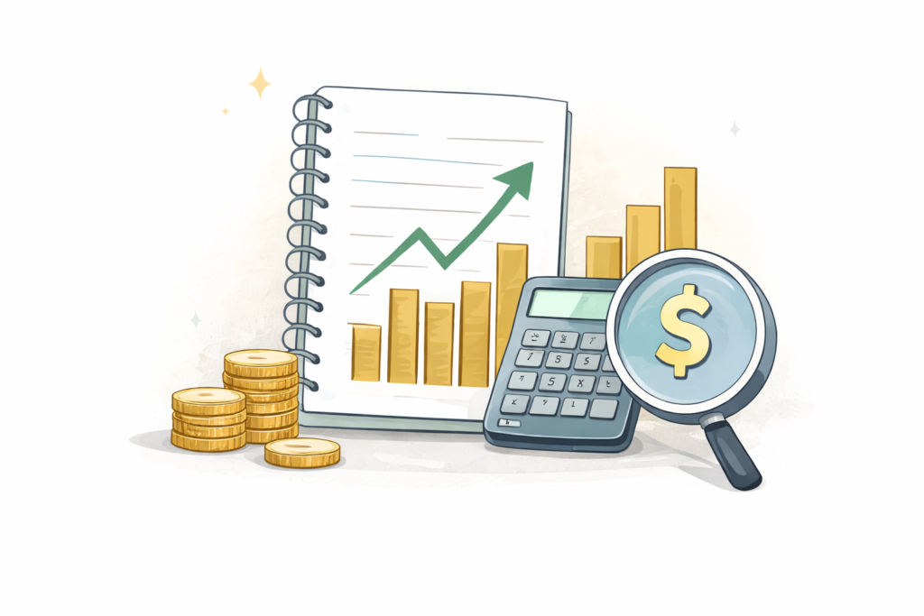 personal finance budgeting credit score and investing illustration